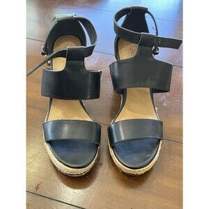 G.H. Bass & Co. Cody Black Espadrille Platform Wedge Sandals Women’s Size 8M